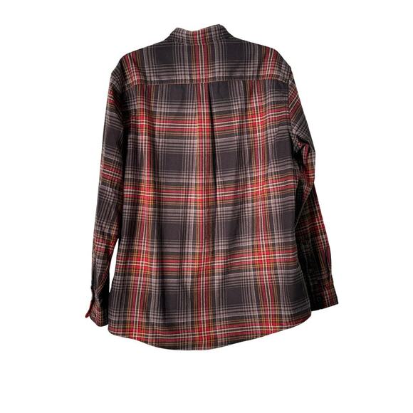 Eddie Bauer Gray/Red Flannel Shirt Men's Large Classic Fit Button Up Long Sleeve - Picture 5 of 6